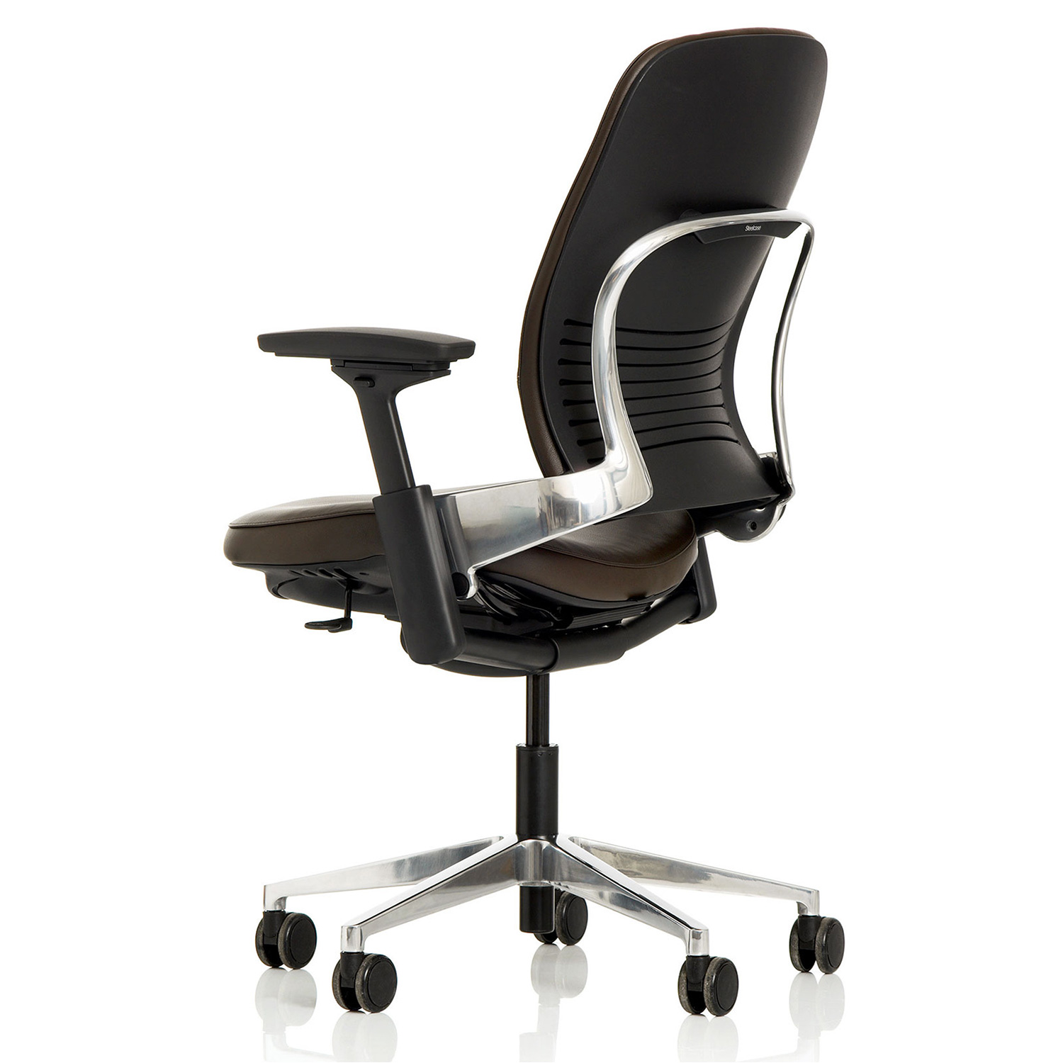 Steelcase Leap V2 Executive Premium Chair mit Lederbezug und poliertem Aluminiumfußkreuz