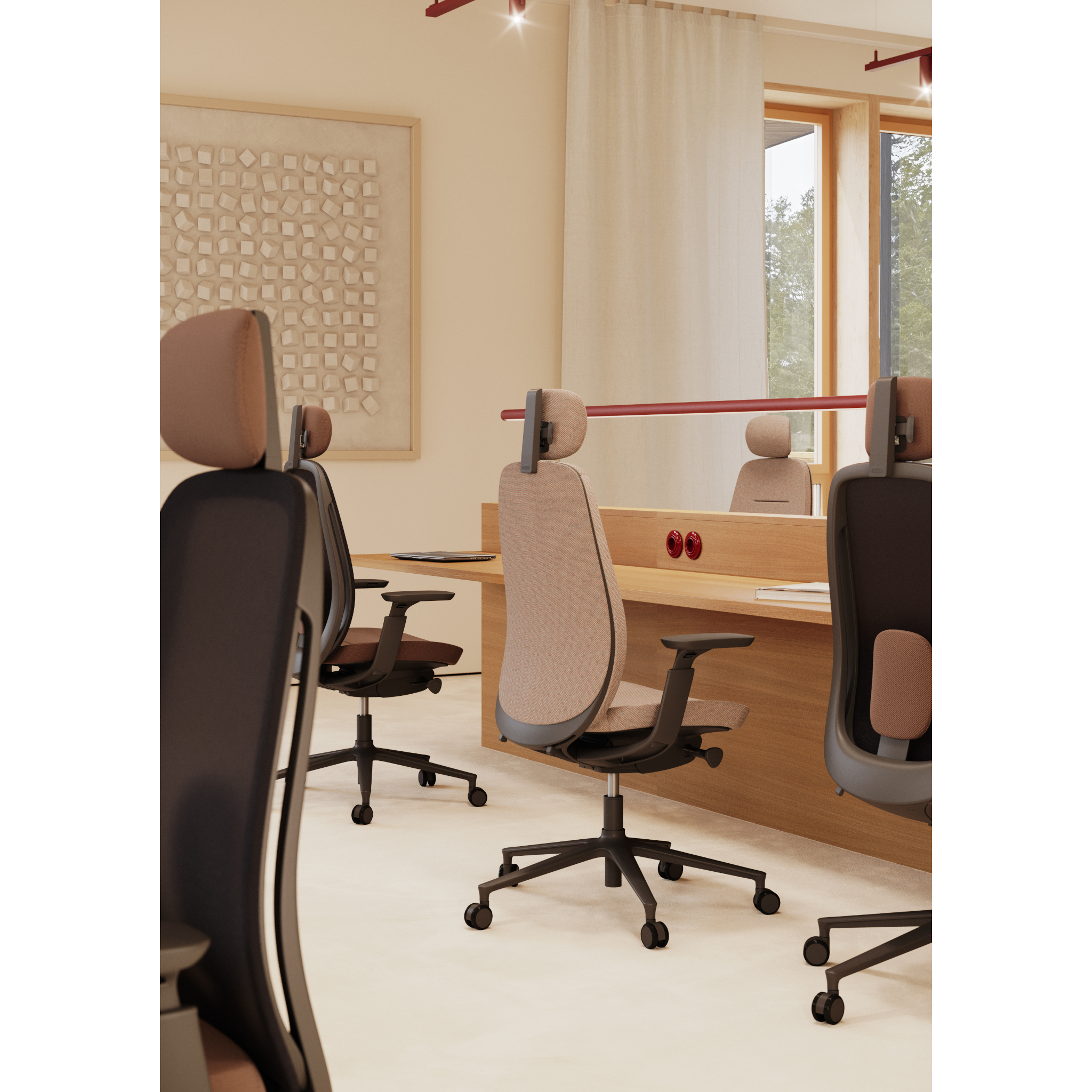 Profim Pace MAX 100SFL Bürodrehstuhl mit Polsterrücken in hellgrau, Stoff Tonal 61180