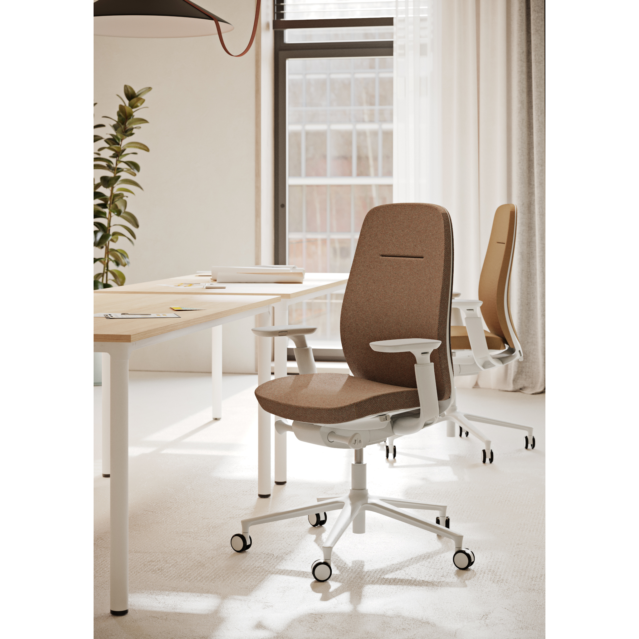 Profim Pace MAX 100SFL Bürodrehstuhl mit Polsterrücken in hellgrau, Stoff Tonal 61180