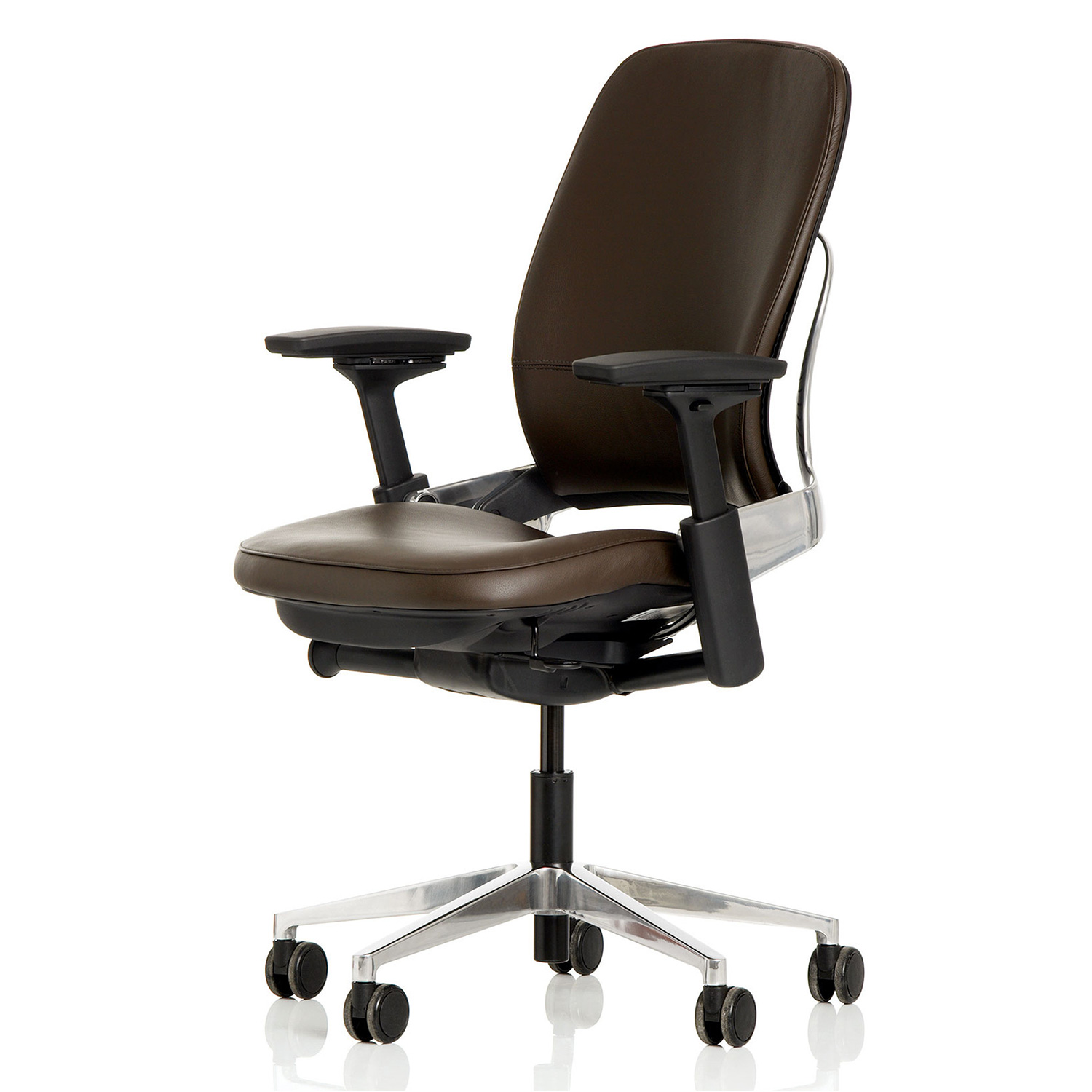 Steelcase Leap V2 Executive Premium Chair mit Lederbezug und poliertem Aluminiumfußkreuz Steelcase Leap V2 Executive Premium Chair mit Lederbezug und poliertem Aluminiumfußkreuz